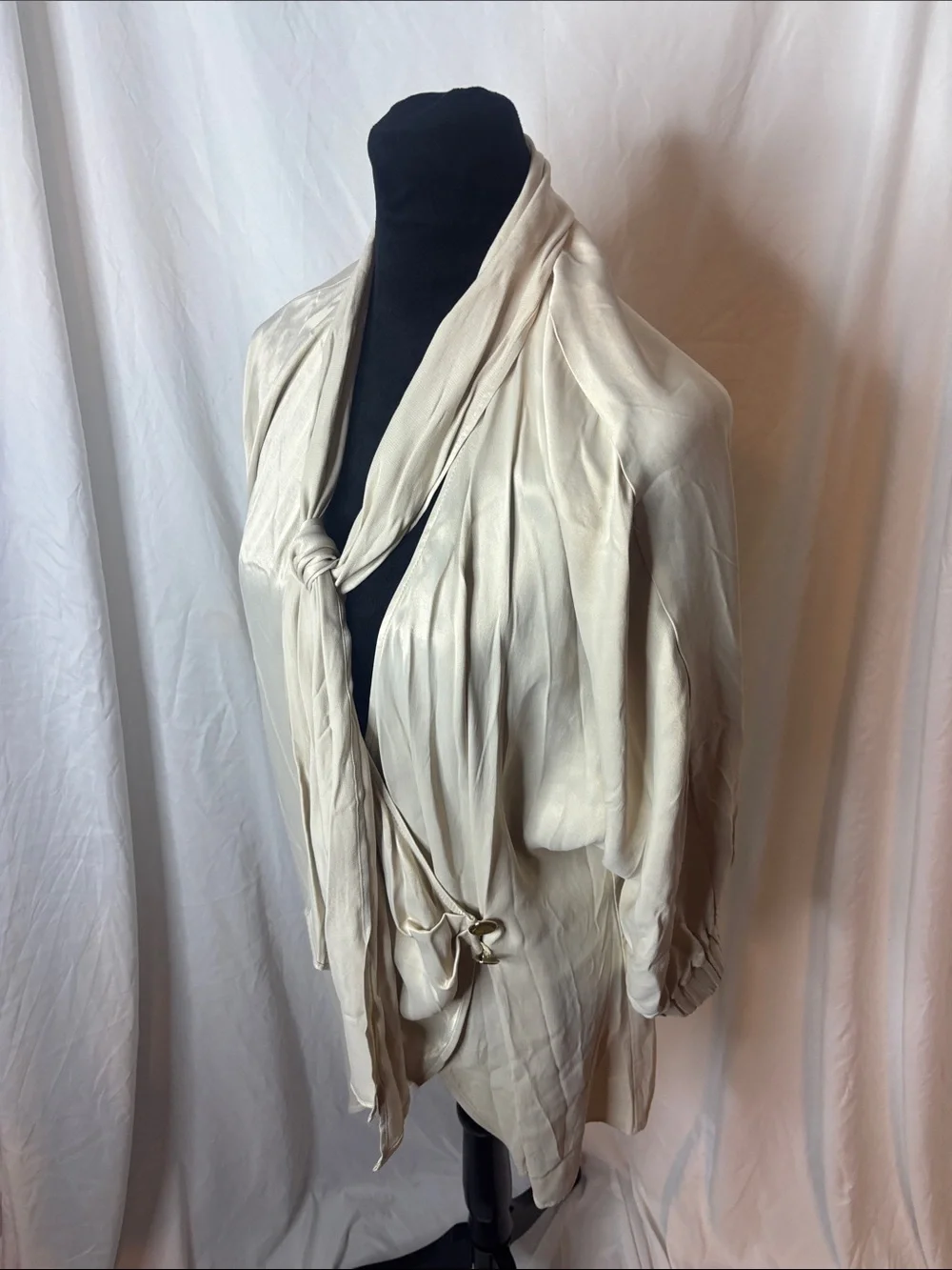 Zara Cream Tie-Neck Blouse